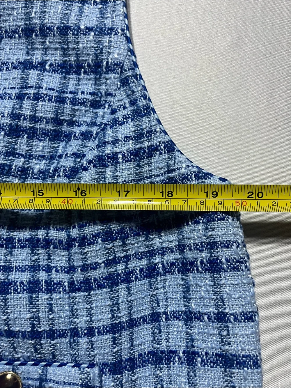 Free Assembly Women’s Large Blue Plaid Tweed Button Front Sleeveless Vest
